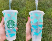 Turtle Starbucks Cold Cup with Lid and Straw Ombre Turtle Tumbler Birthday Gift for Best Friend That Loves the Ocean Iced Coffee Cup