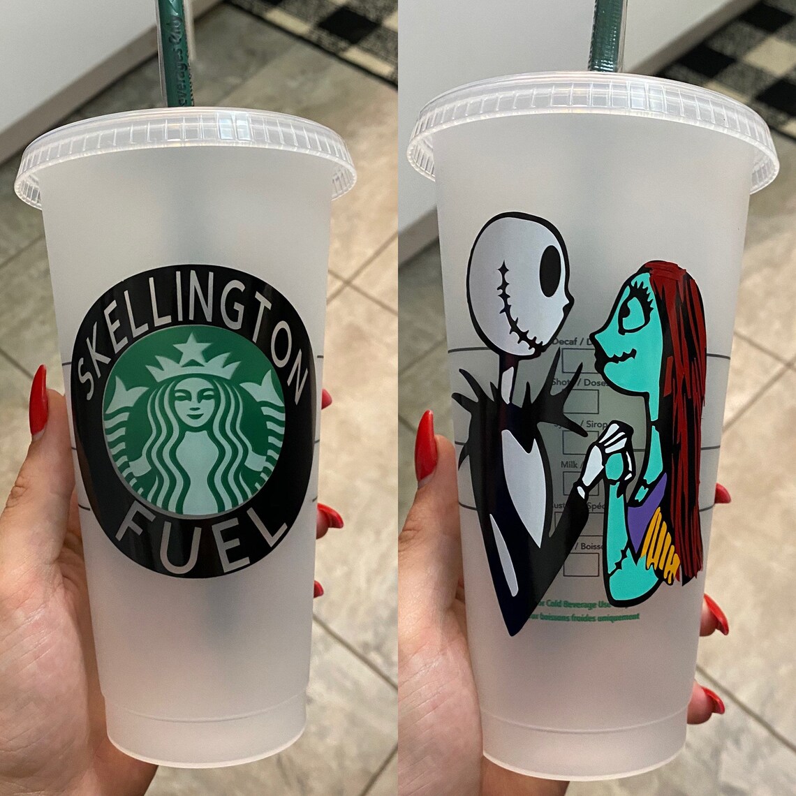 Nightmare Before Christmas Starbucks Cold Cup with Lid and Etsy