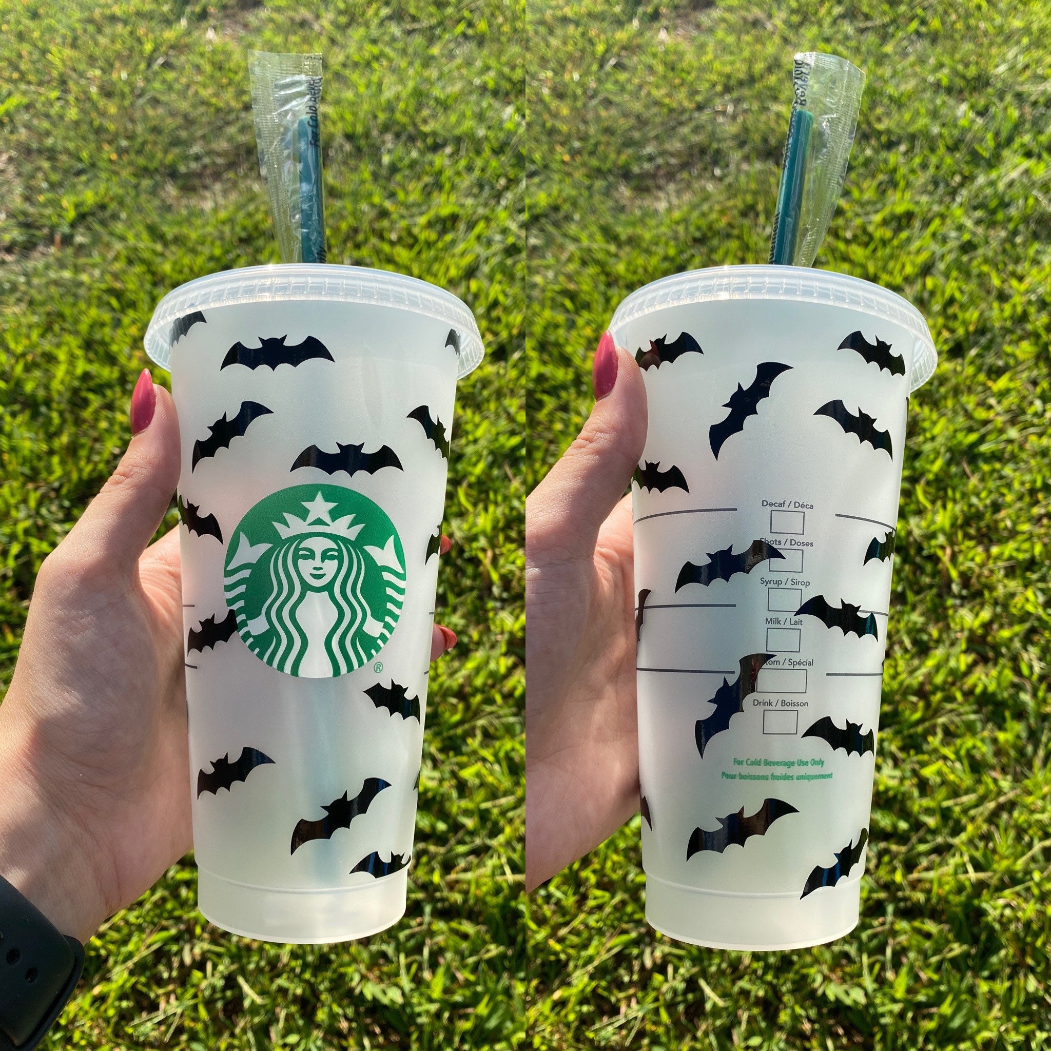 Halloween Bats Custom Insulated Tumbler Large Iced Coffee Cup With