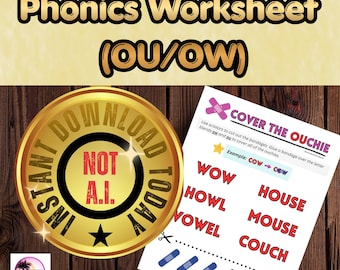Phonics Worksheet for OU/OW Blends (Digital Printable)