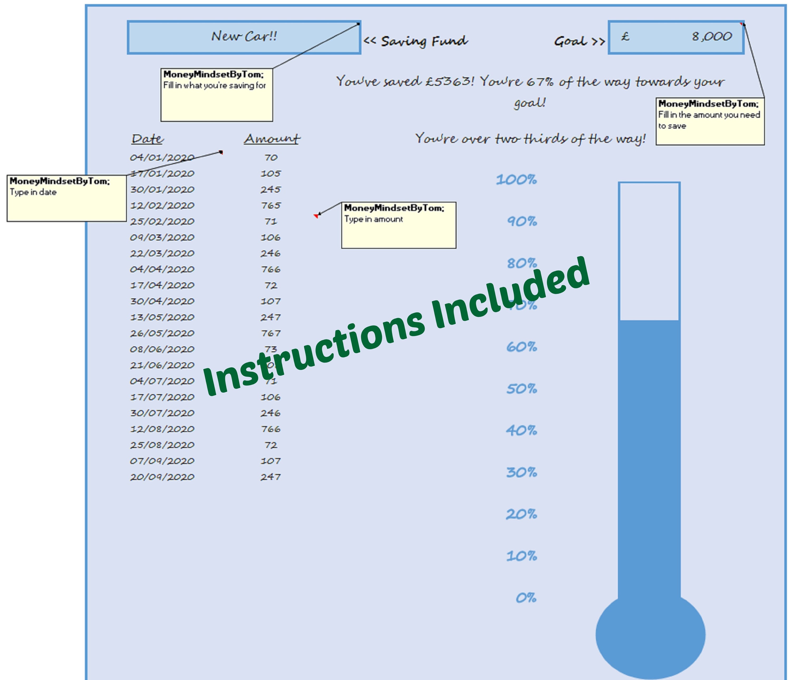 Savings Tracker Savings Thermometer Savings Template Etsy