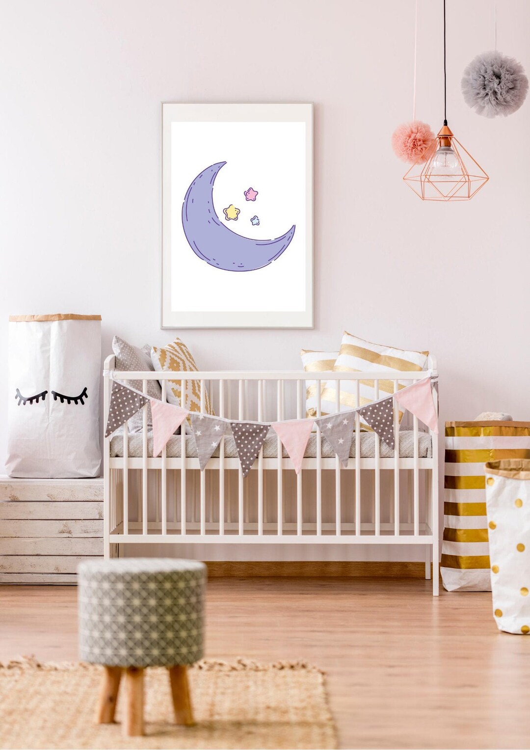 Moon Nursery Wall Art | Printable Kids Room Decor | Cute Digital ...