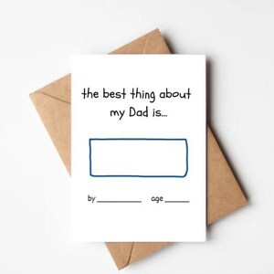 Carte de fête des pères imprimable pour enfants – « Ce que j'ai de mieux chez moi, c'est » à remplir – Téléchargement instantané – Carte souvenir pour papa