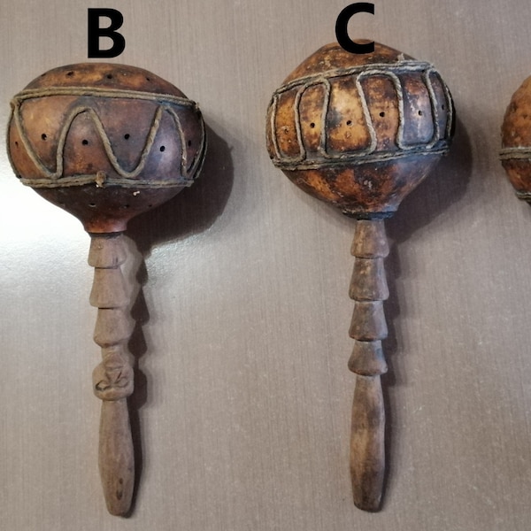 African Gourd Rattle Maraca Shakers Hand crafted