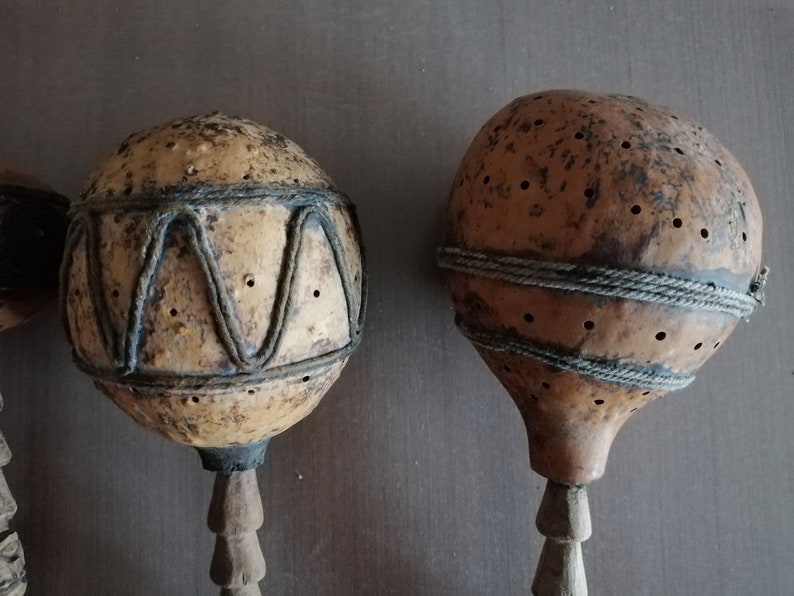 African Gourd Rattle Maraca Shakers Hand Crafted Etsy