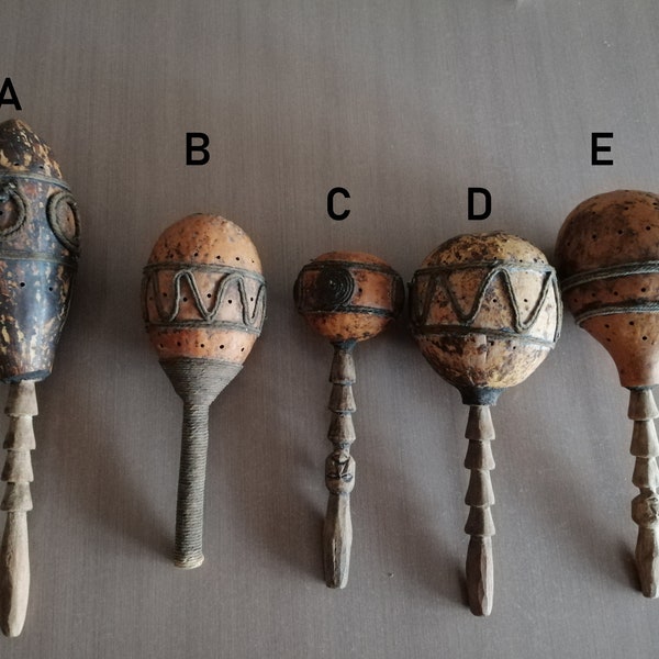 African Gourd Rattle Maraca Shakers Hand crafted