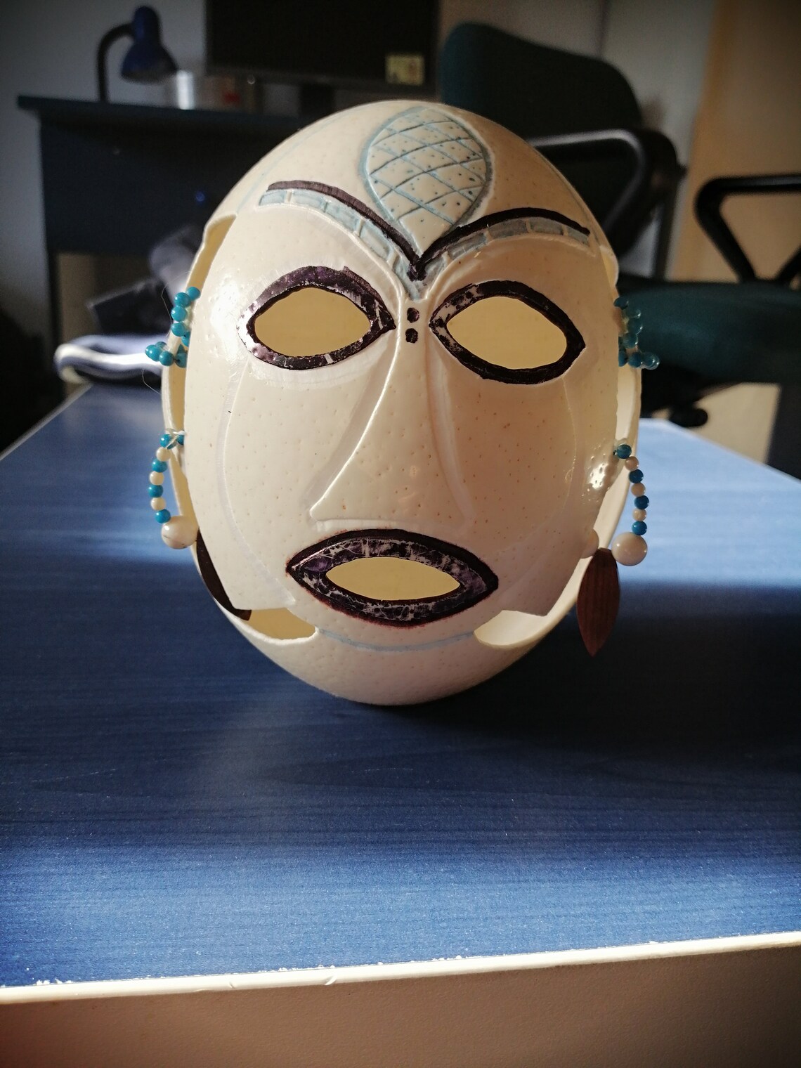 Vintage African Tribe Art Hand Carved Hand Painted Ostrich Egg Etsy