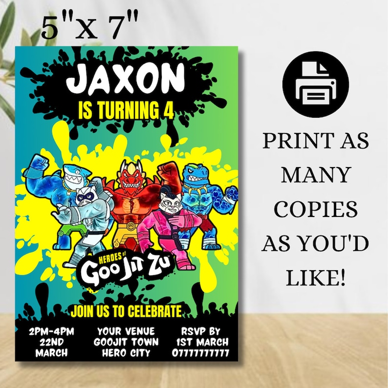 INSTANT DOWNLOAD Heros of Goo Jit zu Birthday Invitation Goo Jit zu Party Invite Template heros goo jit zu Invite Editable Invitation zdjęcie 2