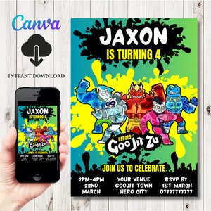 INSTANT DOWNLOAD Heros of Goo Jit zu Birthday Invitation Goo Jit zu Party Invite Template heros goo jit zu Invite Editable Invitation zdjęcie 1