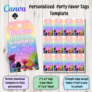 INSTANT DOWNLOAD Party favor Tag  template | Personalised Favor Tags  | Editable Party tags | Party Favour Labels