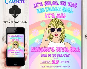 INSTANT DOWNLOAD Swift Birthday Invitation |  Party Invite Template | Swifty Invite  | Editable Invitation | Swifties