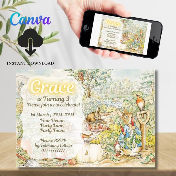 1st Birthday Invitations Beatrix Potter - Etsy UK