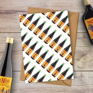 Funny Greetings Card | Buckfast (Bucky) illustration pattern | Designed in Glasgow