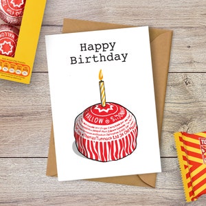 Cartão de aniversário engraçado | Ilustração de bolo de chá e vela Tunnocks | Projetado em Glasgow | PRODUTO DIGITAL