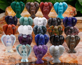 46 Stone 2" Crystal Angel Figurines Carved Genuine Chakra Stone Angels