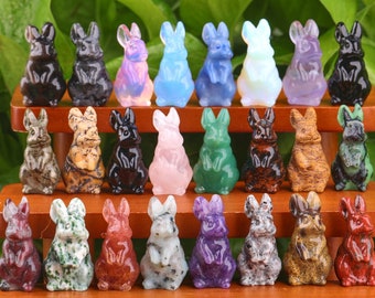 1.5 inches Crystal Rabbit Carving Small Gemstone Bunny Hand Carved Gift