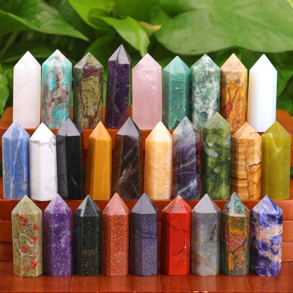 1.7 Inches Crystal Towers 28 Options Healing Energy Point Tower