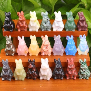 1.5 inches Crystal Rabbit Carving Gemstone Bunny Hand Carved Gift