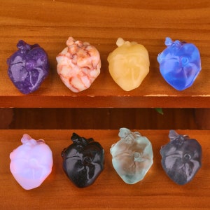 1 inch Gemstone Heart Crystal Atria/Ventricles Hand Carved Gift