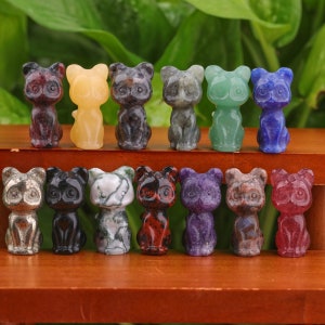 1.2&quot; Natural Gemstone Carved Cat Figurine Crystal Cat Status Carved Animal Statue Home Decor Animal Decor Gift