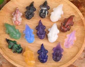 1.5" Crystal Salamander Hand Carving, Quartz Crystal, Mineral Specimen, Rock Home decoration, Animals Sculpture,Healing Crystal gift
