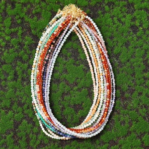 Natürliche Edelstein-Halskette Zierliche Schmuck, Heilende Kristall Facettierte Perlen Minimalist Halsketten Mode Chokers Freundschaft Geschenke