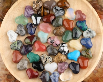 0.8" Gemstones Heart, Healing Crystal Hearts, Heart Worry Stone, Anxiety Relief Crystal, Therapy stone, Fidget stone