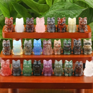 1.2&quot; Crystal Cat 26 Stone Natural Gemstone Carved Cat Figurine Status Carved Animal Statue Home Decor Animal Decor Gift