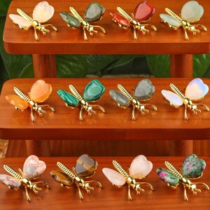 Butterfly Wings Gemstone Decor Quartz Crystal Carved Butterfly