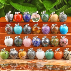 20mm Mini Crystal Apple Pendant Healing Gemstone Apple Necklace