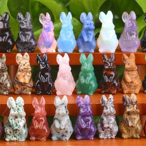 1.5 inches Crystal Rabbit Carving Small Gemstone Bunny Hand Carved Gift