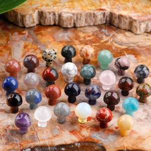 0.8 Inch Mini Mushroom Home Decor , Hot Selling Carved Mushroom Crystal Crafts Supplies