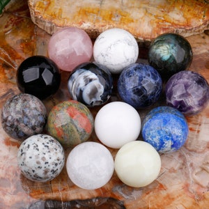 14 Stone, 1.5 Inch Crystal Sphere, Healing Crystal Ball