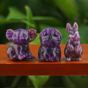 Carved Crystal Animals Figurines Amethyst Quartz Animal Shaped Crystals