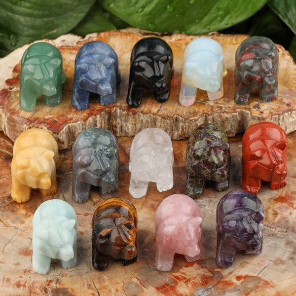 14 steen, 1,5 inch kristalbeer handsnijwerk, kwartskristal, mineraal exemplaar, rots Woondecoratie, dieren sculptuur, genezend kristal cadeau