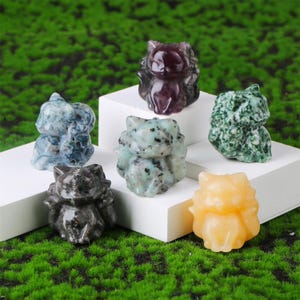 Estatua de zorro de nueve colas de 4 cm con cristales tallados a mano. Escultura de cuarzo con piedras preciosas de zorro con energía curativa. Adorno familiar para cumpleaños e inauguración de la casa.