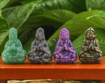 1.5" Crystal Kuan Yin Figurine, Divine Feminine Power Protection, Mother Guanyin Divine Mother Statue