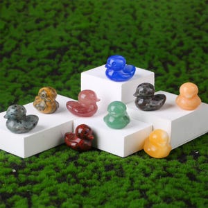 Cristales curativos naturales de patito bebé, figura de patito brillante de 1,2'' tallada a mano, piedra preciosa de cuarzo, decoración familiar para regalo de inauguración de la casa