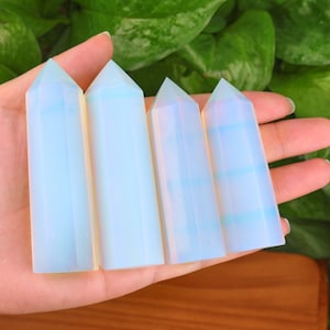 2.7-3.5&quot; Opal Obelisk Point Tower Crystal Wand Selenite Crystal Generator Polished Healing Crystal Home Decor