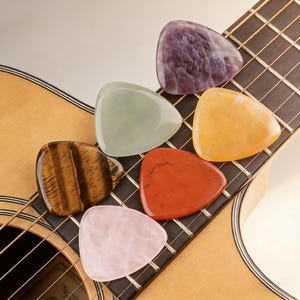 Natural Crystal Guitar Pick – Handmade Gemstone Plectrum for Acoustic Guitar, Fusion of Music & Energy