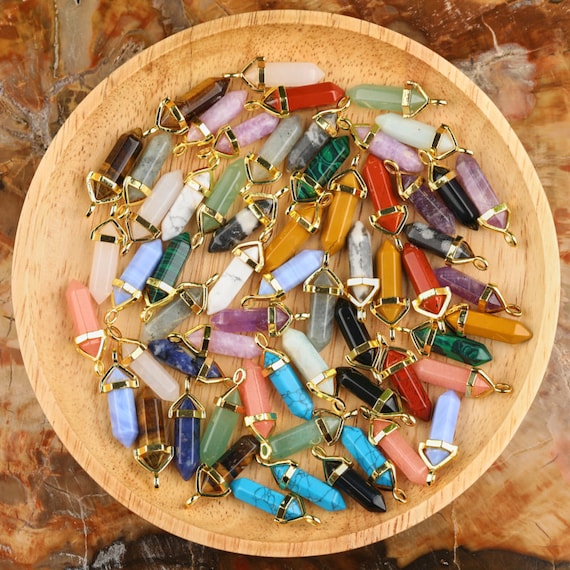 1 Hexagon Crystal Point Pendant 40 Stone Gemstone Point Necklace