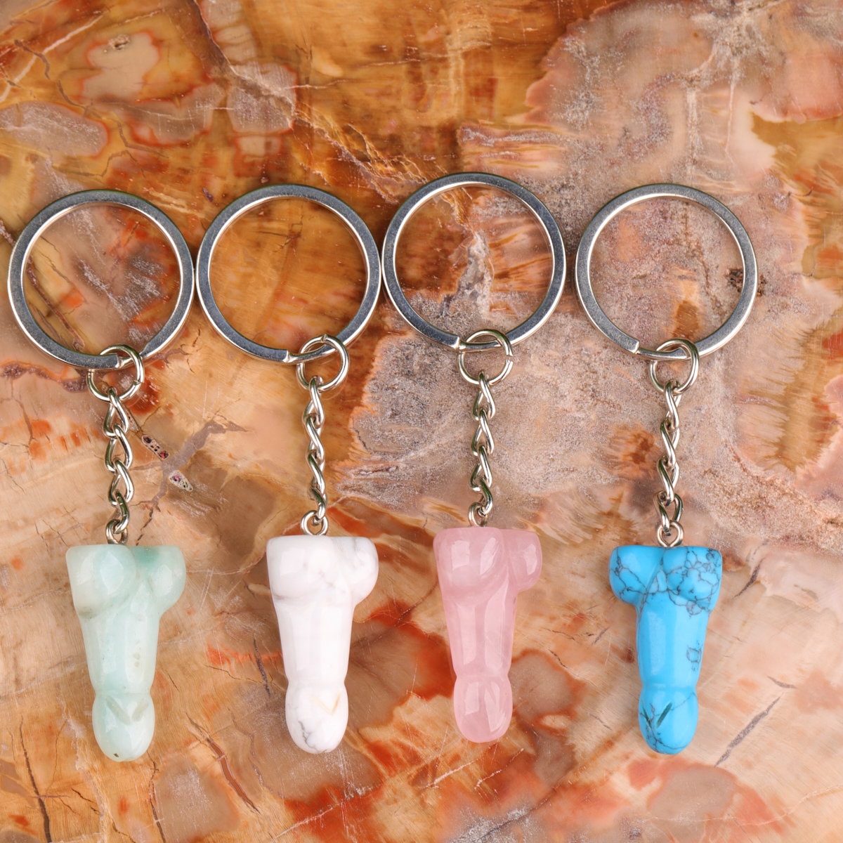 Phallic Keychains 32 Stone Crystal Penis Keyring Gemstone Phallus Keychain - Etsy