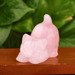 2.5 Natural Gemstone Carved Cat Figurine Crystal Cat Status Carved Animal Statue Home Decor Animal Decor Gift Rose Quartz