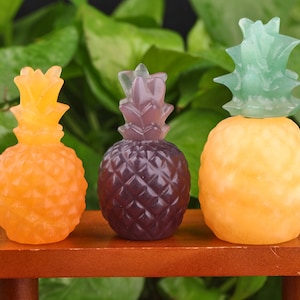 Crystal Pineapple Ornaments Small Gift Idea, Gemstone Pineapple Decor, Small Pineapple Desk Accessory, Gift for Her, Office Gift Fluorite