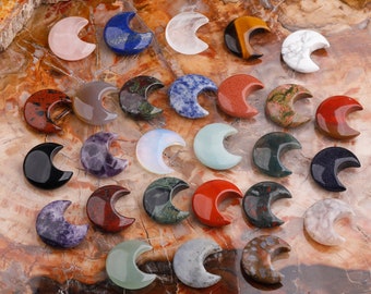26 x 30 mm Crystal Moon Cabochons DIY Schmuck, Heiledelstein Chakra Crescent Moon Home Dekoration