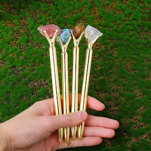 Natural Raw Gemstone Crystal Healing Pens – 13 Assorted Ballpoint Pens Set, Crystal Pens