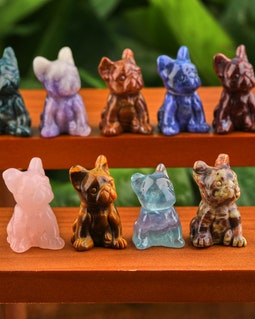 1.3" Crystal French Bulldog Quartz Carved Dog