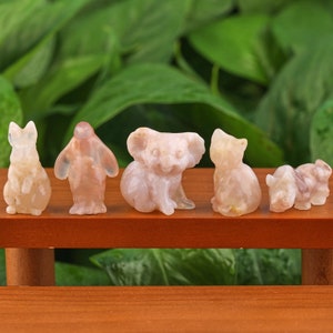 Carved Crystal Animals Figurines Flower Agate Animal Shaped Crystals