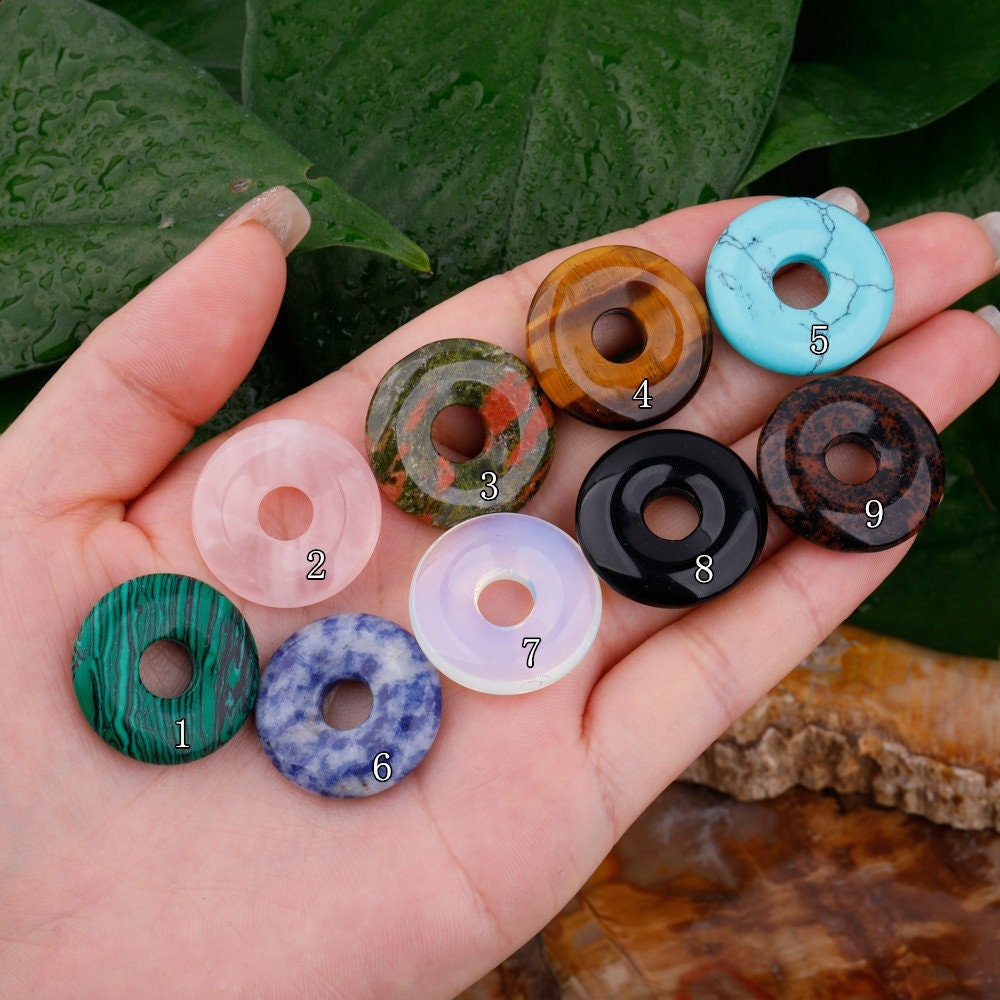 Stone Donut Natural Beads For Jewelry Making - Round Ring Pendants 20mm To 50mm Donut Stone Beads - Foto 8