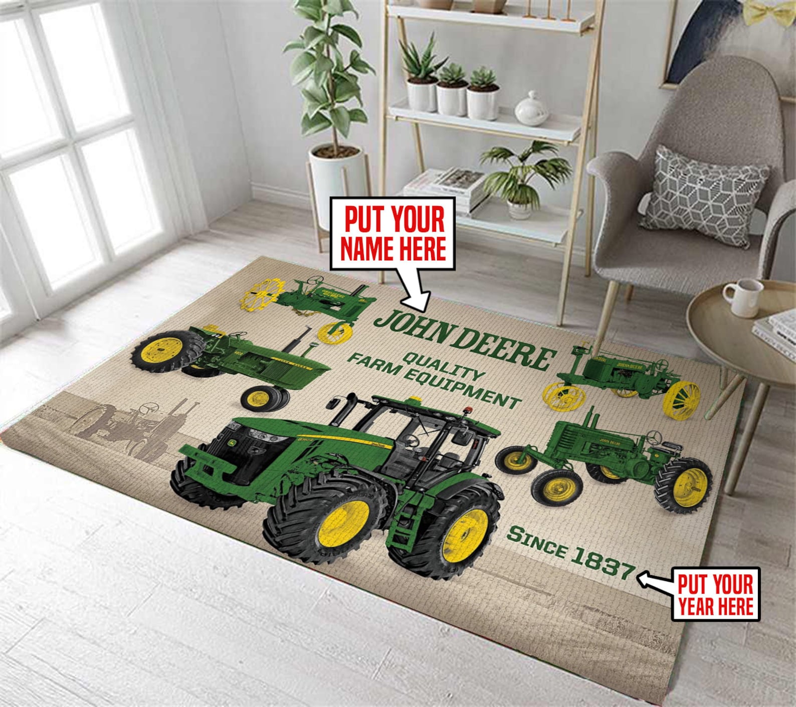 Custom John Deere Tractor rug Personalized green tractor rug Etsy